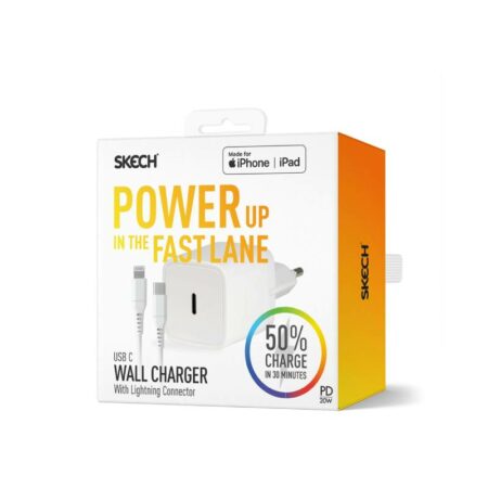 Head Charger + Skech 20W USB-C to Lightning Approved Apple Cable
